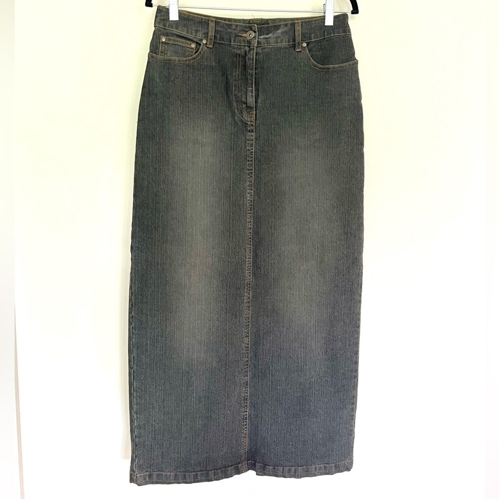 Contrast Jeans EUC Vintage Y2K Dark Blue Denim Stretchy Maxi Skirt Size: 7